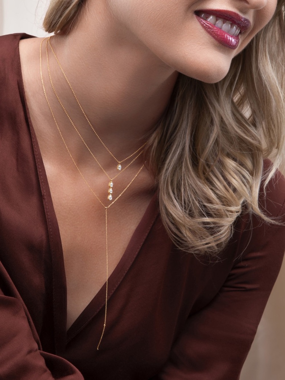14K Yellow Gold Bony Levy Thin Y Necklace
